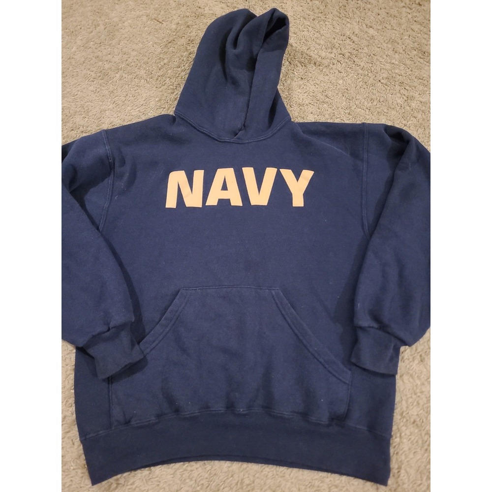 Vintage Soffe Sweats US Navy Hoodie Sweatshirt Medium Blue